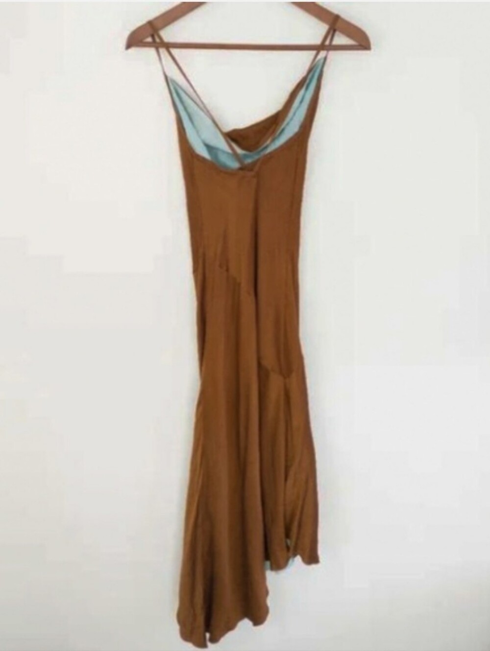 Vintage Narcissist 100% Silk Midi Dress Cowl Drape Rich Chocolate s- xs